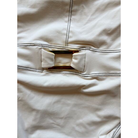 BLEU ROD BEATTIE Belted One Piece Swimsuit Molded Cups Sweetheart Neck White 10 - Picture 6 of 9